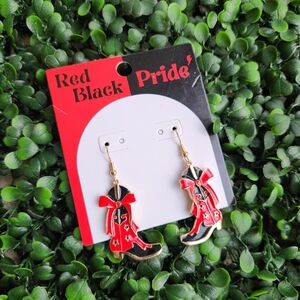 Red And Black Cowboy Boot Earrings